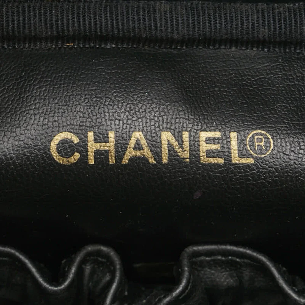 CHANEL Black Caviar Leather Logo Pouch